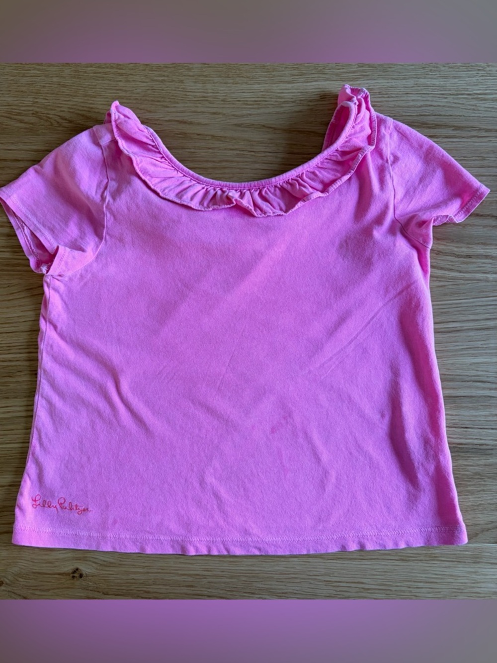Lilly Pulitzer Girls Brit Ruffle Top Tiki Pink Sz. L (8–10)
